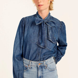 Tie-neck Chambray Shirt