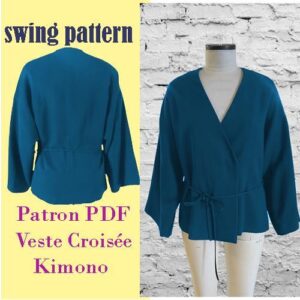 PDF Pattern Women's Double Breasted Jacket – Elegant Belted Kimono (A4/A0)/Modern Kimono Jacket – Size XS to L/Women's Digital Sewing Pattern