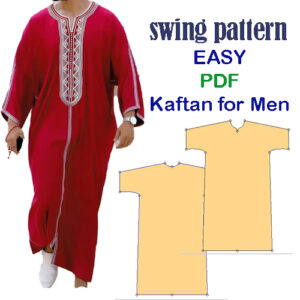 PDF swing pattern Moroccan Kaftan for Men/ Men's Caftan/traditional/emergency clothing/summer kaftan/Download 6 Size(S-3XL)(pdf-A4/A0)